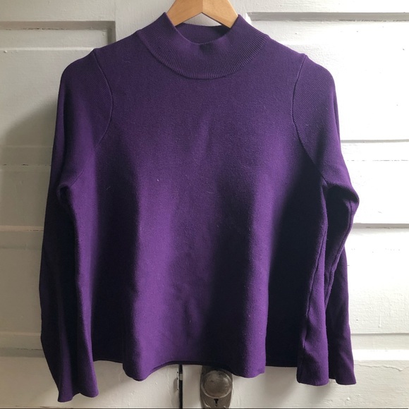 Purple Mock Neck Swing Hem Sweater - Picture 1 of 3